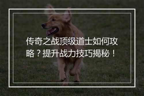 传奇之战顶级道士如何攻略？提升战力技巧揭秘！