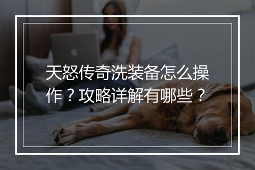 天怒传奇洗装备怎么操作？攻略详解有哪些？
