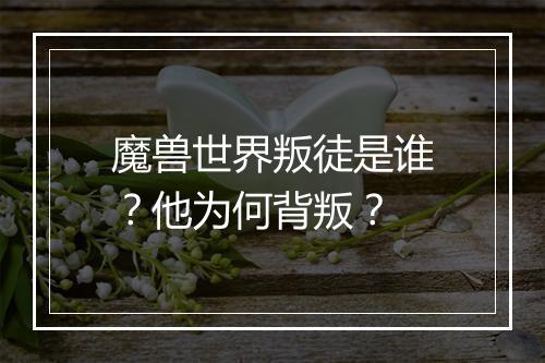 魔兽世界叛徒是谁？他为何背叛？