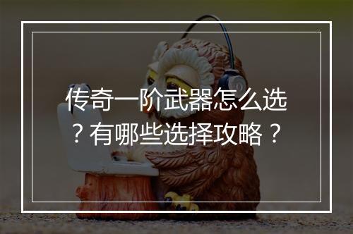 传奇一阶武器怎么选？有哪些选择攻略？