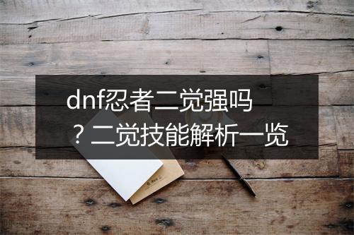 dnf忍者二觉强吗？二觉技能解析一览