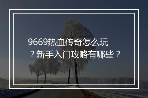 9669热血传奇怎么玩？新手入门攻略有哪些？