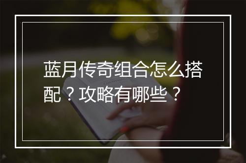 蓝月传奇组合怎么搭配？攻略有哪些？