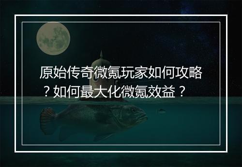 原始传奇微氪玩家如何攻略？如何最大化微氪效益？