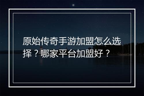原始传奇手游加盟怎么选择？哪家平台加盟好？