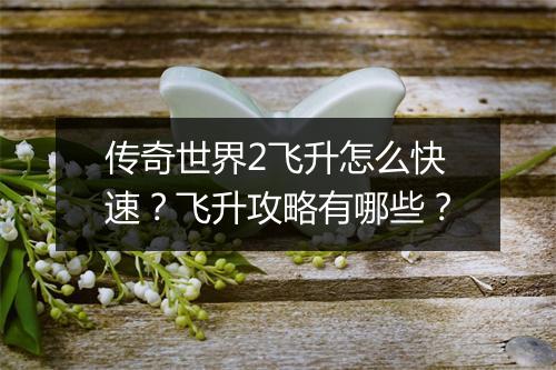 传奇世界2飞升怎么快速？飞升攻略有哪些？