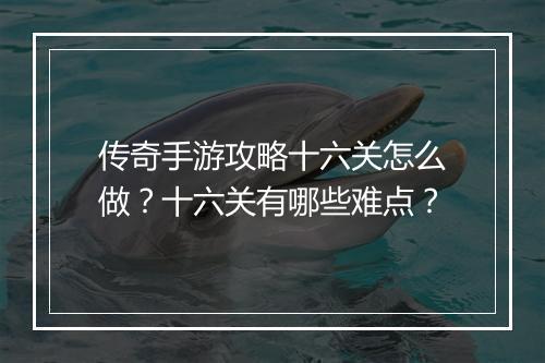 传奇手游攻略十六关怎么做？十六关有哪些难点？