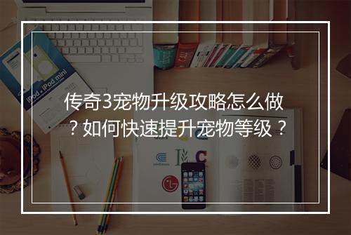 传奇3宠物升级攻略怎么做？如何快速提升宠物等级？