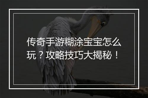 传奇手游糊涂宝宝怎么玩？攻略技巧大揭秘！
