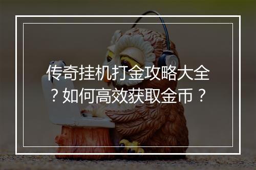 传奇挂机打金攻略大全？如何高效获取金币？