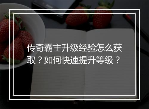 传奇霸主升级经验怎么获取？如何快速提升等级？