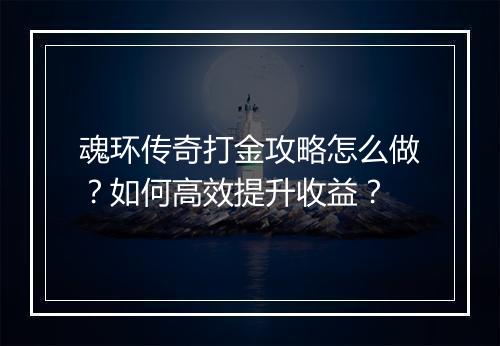 魂环传奇打金攻略怎么做？如何高效提升收益？