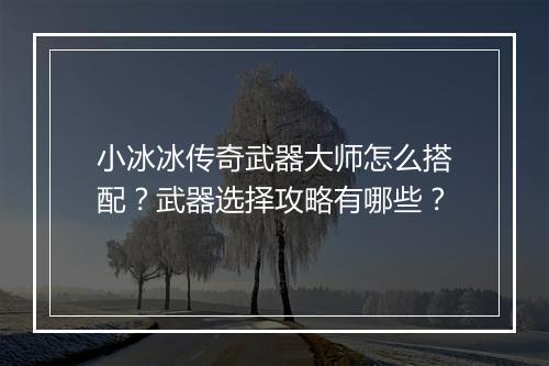 小冰冰传奇武器大师怎么搭配？武器选择攻略有哪些？