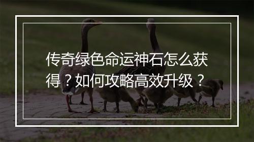 传奇绿色命运神石怎么获得？如何攻略高效升级？