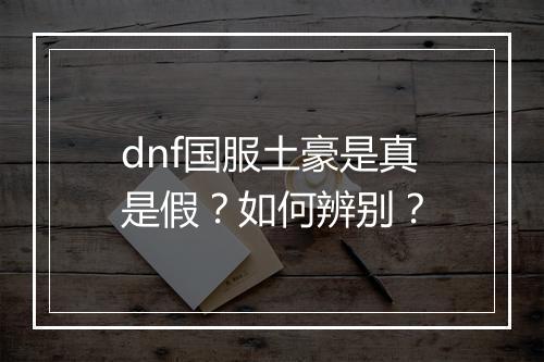 dnf国服土豪是真是假？如何辨别？