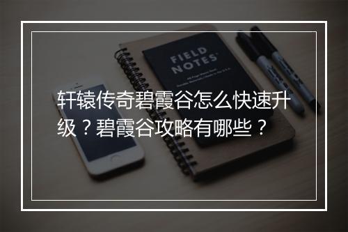 轩辕传奇碧霞谷怎么快速升级？碧霞谷攻略有哪些？