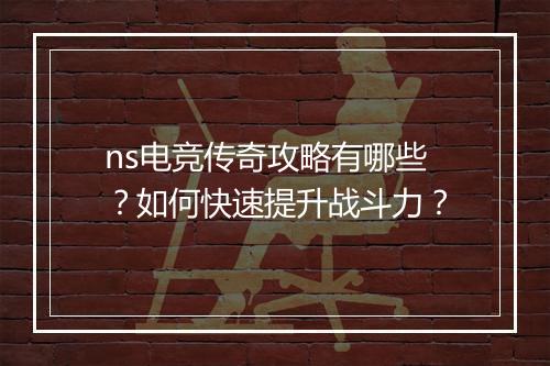 ns电竞传奇攻略有哪些？如何快速提升战斗力？