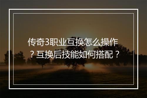 传奇3职业互换怎么操作？互换后技能如何搭配？
