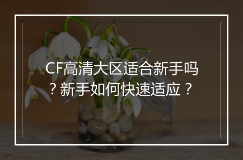 CF高清大区适合新手吗？新手如何快速适应？