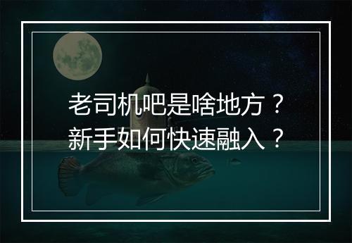 老司机吧是啥地方？新手如何快速融入？