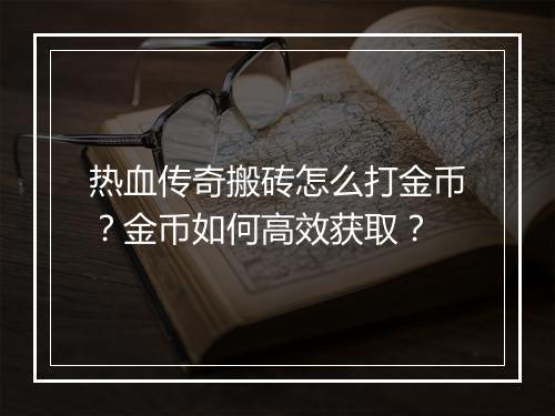 热血传奇搬砖怎么打金币？金币如何高效获取？