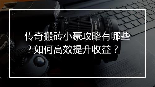 传奇搬砖小豪攻略有哪些？如何高效提升收益？