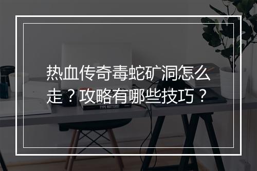 热血传奇毒蛇矿洞怎么走？攻略有哪些技巧？