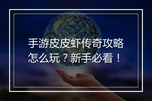 手游皮皮虾传奇攻略怎么玩？新手必看！