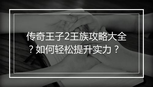传奇王子2王族攻略大全？如何轻松提升实力？