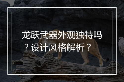 龙跃武器外观独特吗？设计风格解析？
