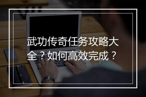 武功传奇任务攻略大全？如何高效完成？