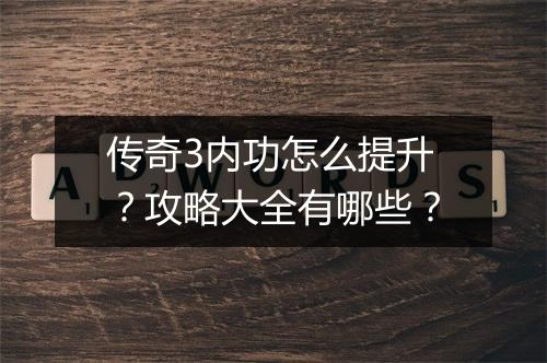 传奇3内功怎么提升？攻略大全有哪些？