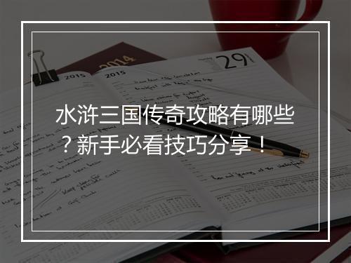 水浒三国传奇攻略有哪些？新手必看技巧分享！