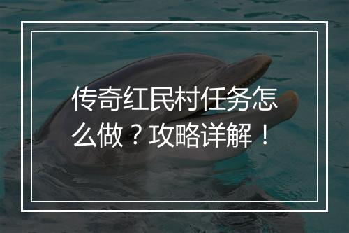 传奇红民村任务怎么做？攻略详解！
