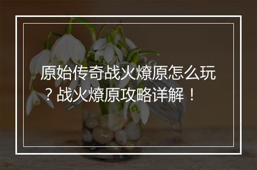 原始传奇战火燎原怎么玩？战火燎原攻略详解！