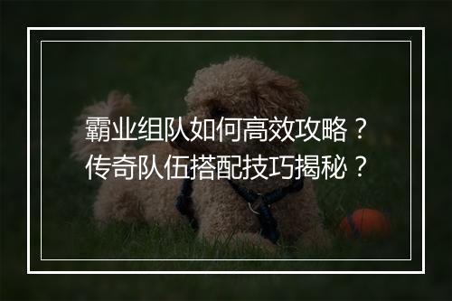 霸业组队如何高效攻略？传奇队伍搭配技巧揭秘？