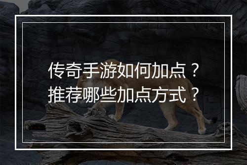 传奇手游如何加点？推荐哪些加点方式？
