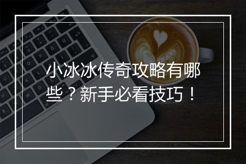 小冰冰传奇攻略有哪些？新手必看技巧！