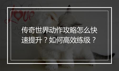 传奇世界动作攻略怎么快速提升？如何高效练级？