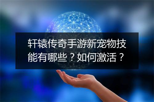 轩辕传奇手游新宠物技能有哪些？如何激活？