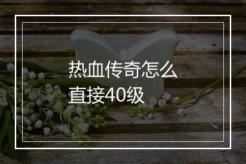 热血传奇怎么直接40级