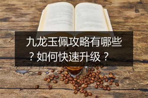 九龙玉佩攻略有哪些？如何快速升级？