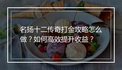 名扬十二传奇打金攻略怎么做？如何高效提升收益？