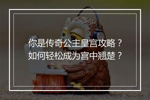 你是传奇公主皇宫攻略？如何轻松成为宫中翘楚？