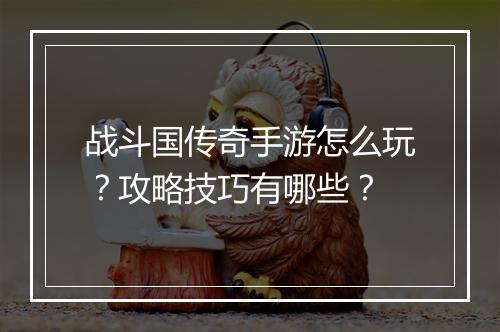 战斗国传奇手游怎么玩？攻略技巧有哪些？