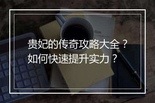 贵妃的传奇攻略大全？如何快速提升实力？