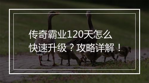 传奇霸业120天怎么快速升级？攻略详解！