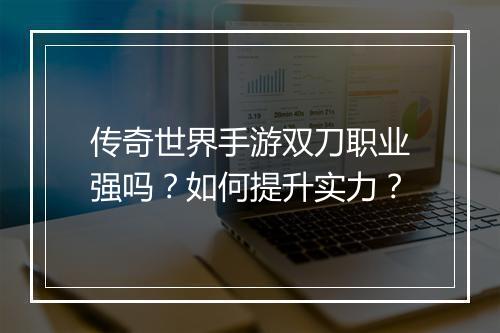 传奇世界手游双刀职业强吗？如何提升实力？