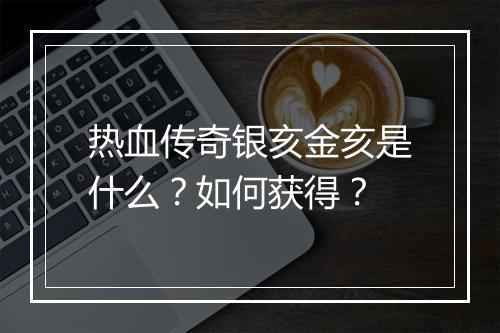 热血传奇银亥金亥是什么？如何获得？