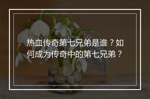 热血传奇第七兄弟是谁？如何成为传奇中的第七兄弟？